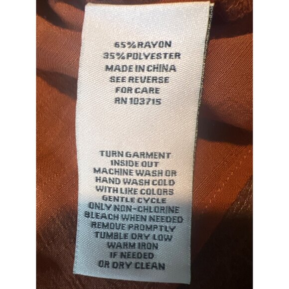 Nanette‎ Lepore Copper Peasant Button-Up Blouse 3/4 Sleeves Large Boho Cottage - Picture 5 of 6